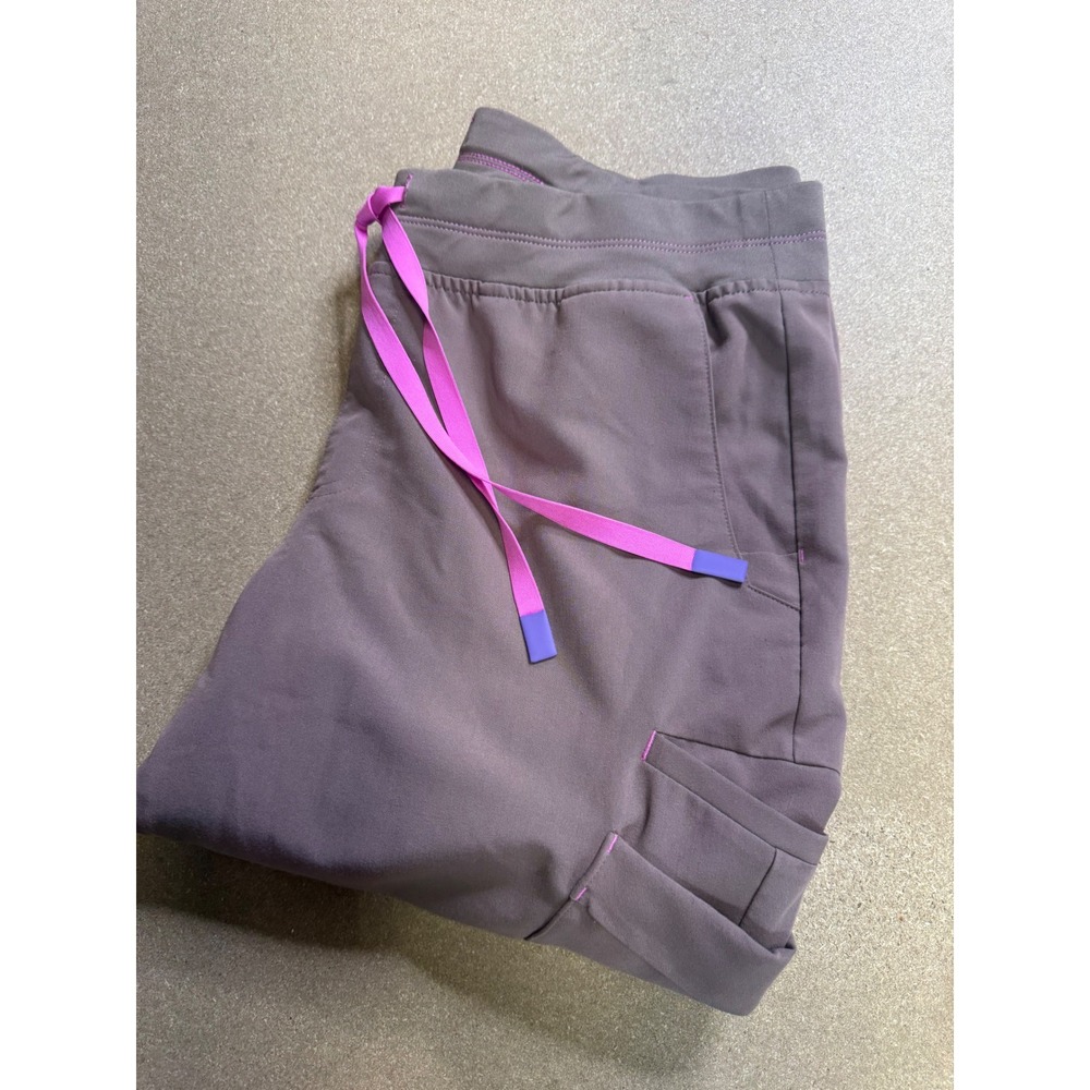 FIGS Technical Collection Womens Scrub Pants Brown Pink Drawstring Cargo‎